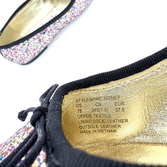Kate Spade Honey Multicolored Glitter Ballet Flats 7 Slip On Bow - Picture 9 of 10